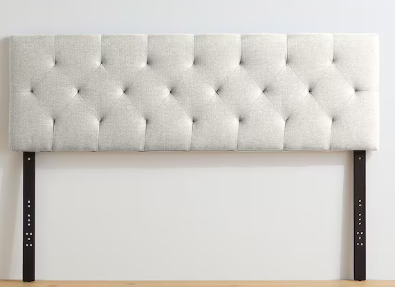 Brookside Kaylee Adjustable Ivory King/Cal King Upholstered Low Profile Headboard with Diamond Tufting