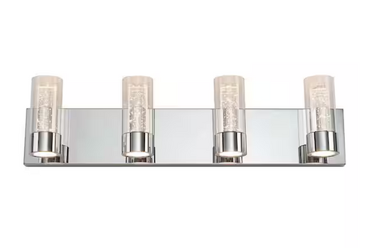 Artika Essence 27 in. 4 Light Chrome Modern Integrated LED Vanity Light Bar for Bathroom with Bubble Glass