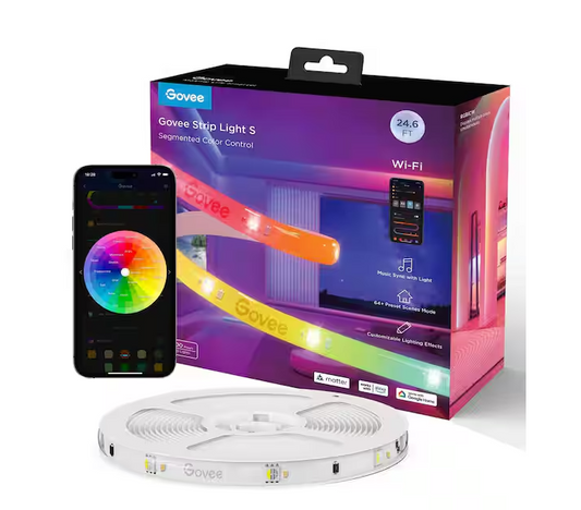 RGBICW 24.6 ft. Smart Plug-in Dimmable Uncuttable Color-Changing Integrated LED Strip Light (1-Pack