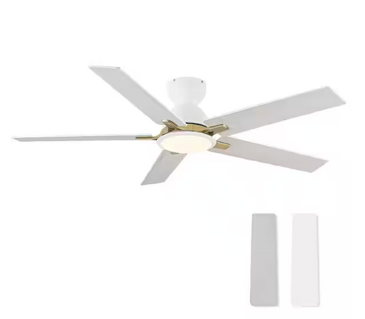 Breezary Mitch 52 in. Integrated LED Indoor White Ceiling Fans with Light and Remote Control