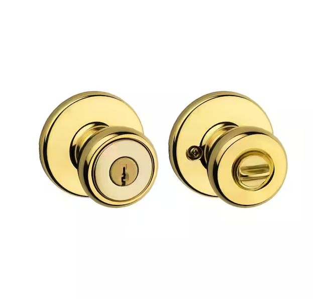 Tylo Polished Brass Keyed Entry Door Knob Featuring Microban Antimicrobial Technology