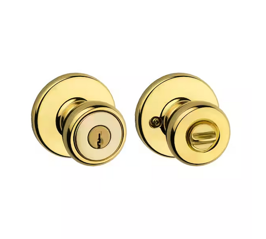 Tylo Polished Brass Keyed Entry Door Knob Featuring Microban Antimicrobial Technology