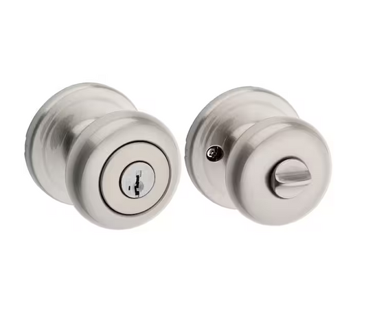 Juno Satin Nickel Entry Door Knob Featuring SmartKey Security with Microban Antimicrobial Technology