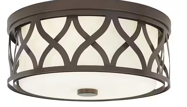 HDC 3-Light Harvard Court Bronze Flush Mount with Etched White Glass