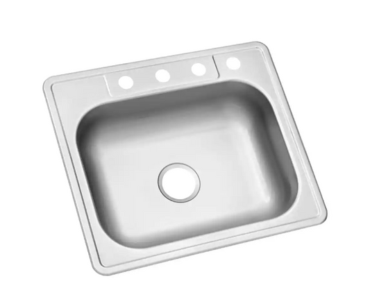 Glacier Bay 25 in. Drop-In Single Bowl 22 Gauge Stainless Steel Kitchen Sink