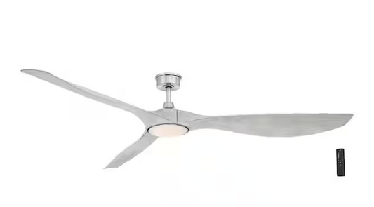 HDC Marlon 84 in. Integrated LED Indoor Brushed Nickel Ceiling Fan with Light Gray Blades and Remote Control