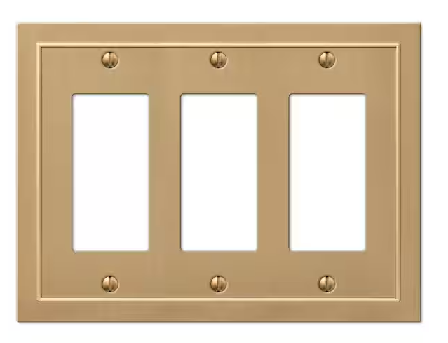 Amerelle Bethany 3 Gang Rocker Metal Wall Plate - Brushed Bronze