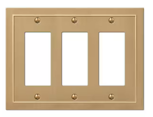 Amerelle Bethany 3 Gang Rocker Metal Wall Plate - Brushed Bronze