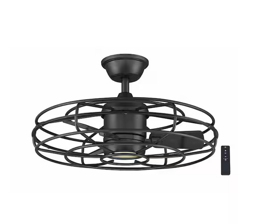 Heritage Point 25 in. Indoor/Covered Outdoor Matte Black Fandelier Ceiling Fan with Integrated LED and Remote Included