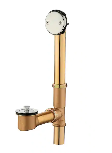 Everbilt Twist and Close 1-1/2 in. 20-Gauge Brass Pipe Bath Waste and Overflow Drain in Chrome