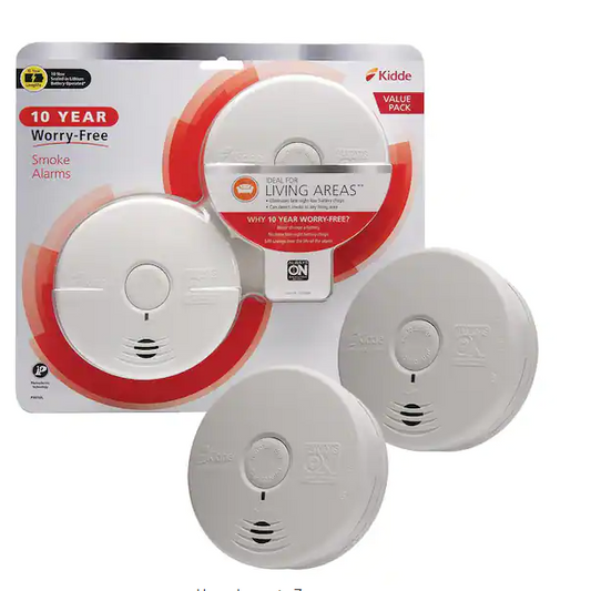 Kidde 10 Year Worry-Free Smoke Detector, Lithium Battery Powered with Photoelectric Sensor, Smoke Alarm, 2-Pack