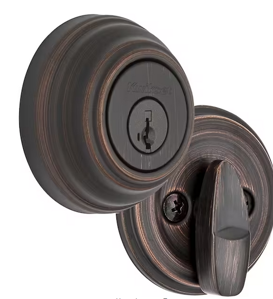 Kwikset Venetian Bronze Single Cylinder Deadbolt featuring SmartKey Security with Microban Antimicrobial Technology