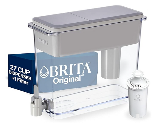 Brita UltraMax Large Water Dispenser With Standard Filter, BPA-Free, Reduces Copper,Gray