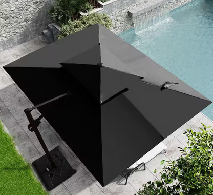 Crestlive Products 11 ft. x 9 ft. Outdoor Hanging Double Top Rectangular Cantilever Umbrella in Black