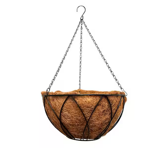 14 in. Devon Hanging Basket with AquaSav Coconut Fiber Liner and Chain