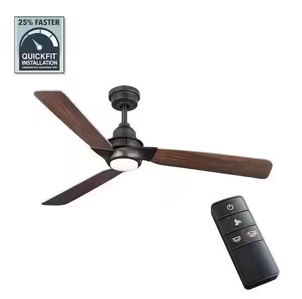 HDC Ester 54 in. White Color Changing Integrated LED Indoor/Outdoor Matte Black Ceiling Fan with Light Kit and Remote