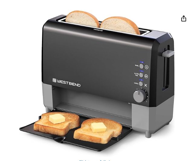 QuikServe Toaster, 2-Slice WideSlot SlideThrough Bread Toaster with Bagel Black