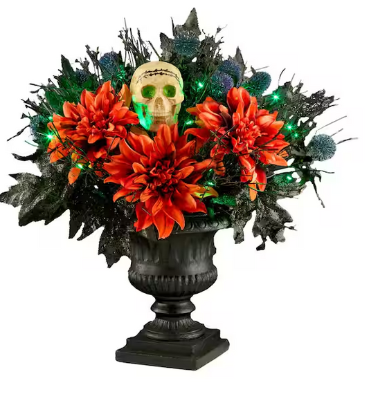 National Tree Company 20 in. Boo-tiful Halloween Urn Centerpiece with LED Lights