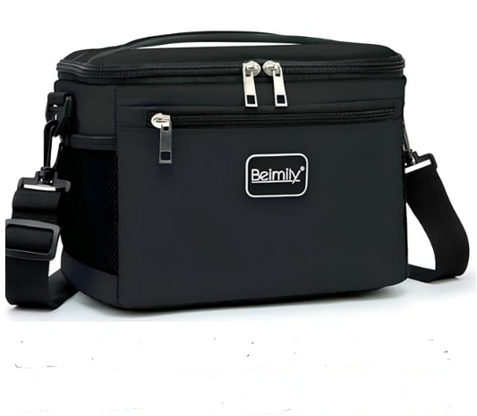 BEIMILY Lunch Box Insulated Leak-Proof Soft Adjustable Shoulder Strap (Black)