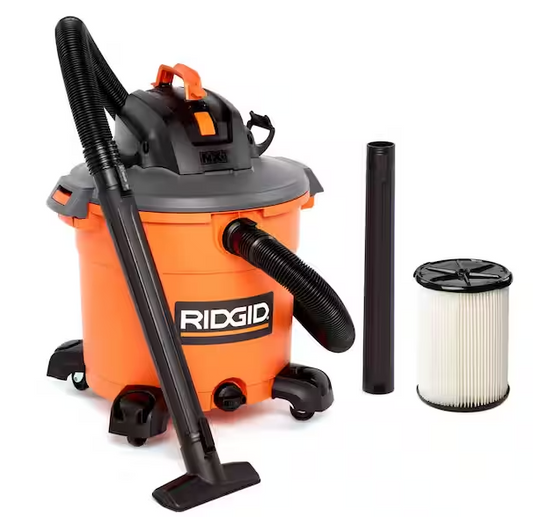 RIDGID 16 Gallon 5.0 Peak HP NXT Shop Vac Wet Dry Vacuum with General Debris Filter, Locking Hose and Accessory Attachments