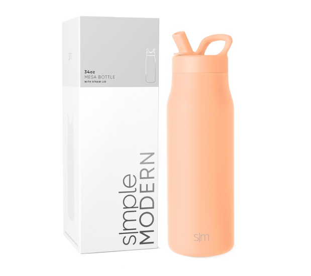 Simple Modern Water Bottle with Straw lid, Insulated Stainless Steel 34oz, Bellini