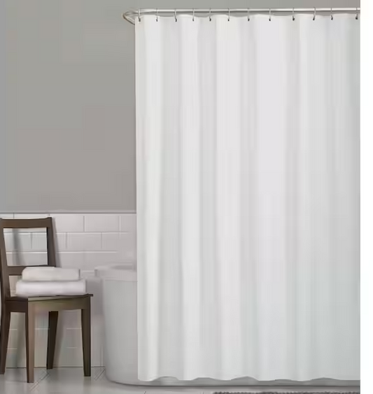 Glacier Bay Luxury Spa Waffle 70 in. x 72 in. Fabric Shower Curtain in White