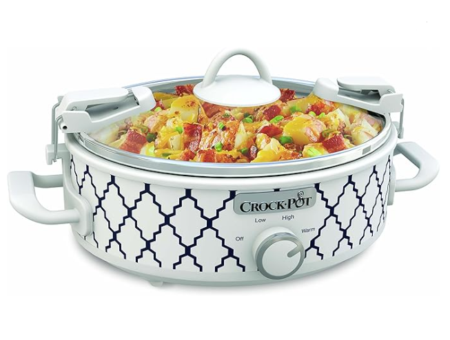 Crock-Pot Small 2.5 Quart Casserole Slow Cooker in White/Blue