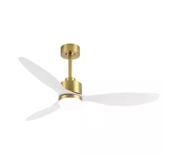 Breezary Sawyer 52 in. Integrated LED Indoor Gold White-Blades Ceiling Fans with Light and Remote Control