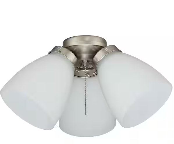 Hampton Bay 3-Light Brushed Nickel Ceiling Fan Shades LED Light Kit