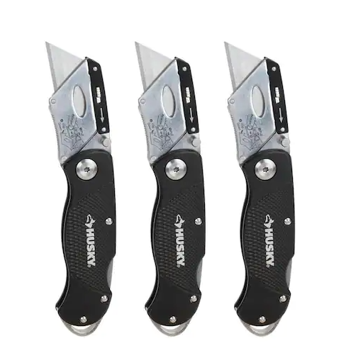 Husky Folding Lock-Back Utility Knife (3-Pack)