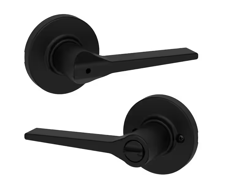 Hollis Round Rose Matte Black Privacy Bed/Bath Door Handle