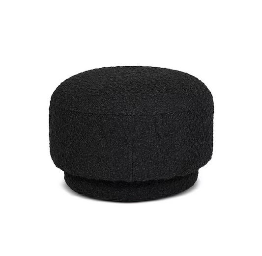 Fuji 15 in. Mushroom Boucle Footstool Living Room Ottoman in Ebony Black