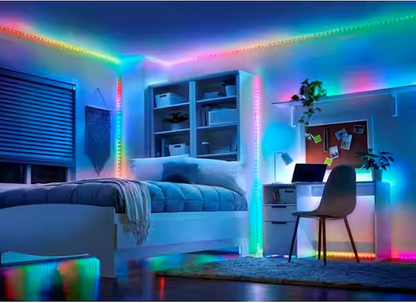 ECO Smart 16.4FT RGBWIC Dynamic Color Changing Dimmable Linkable Plug-In LED Strip Light with Remote Control