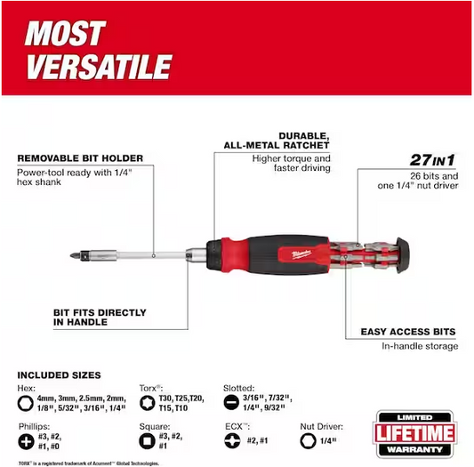 27-In-1 Ratcheting Multi-Bit Screwdriver