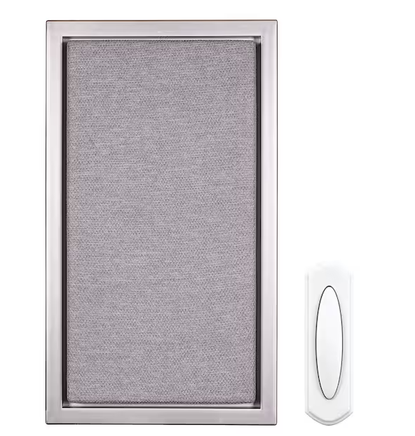 Hampton Bay Wireless Doorbell Kit in Brushed Nickel with Gray Fabric