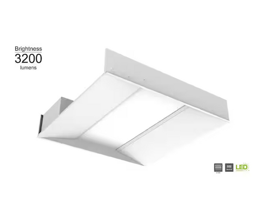 CE 2 ft. x 2 ft. White Selectable CCT Integrated LED Center Basket Troffer Light Fixture at 3200 Lumens, 3500-4000K