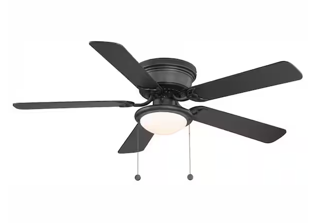 Hugger 52 in. LED Indoor Black Ceiling Fan with Light Kit