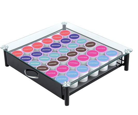 15.2x13.6x3.4" Coffee Capsule Drawer, 1 Pod Drawer - Holds 36, Glass Top