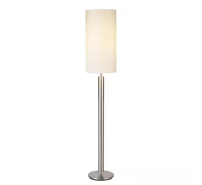 58 in. Silver Traditional Shaped Standard Floor Lamp With White Drum Shade