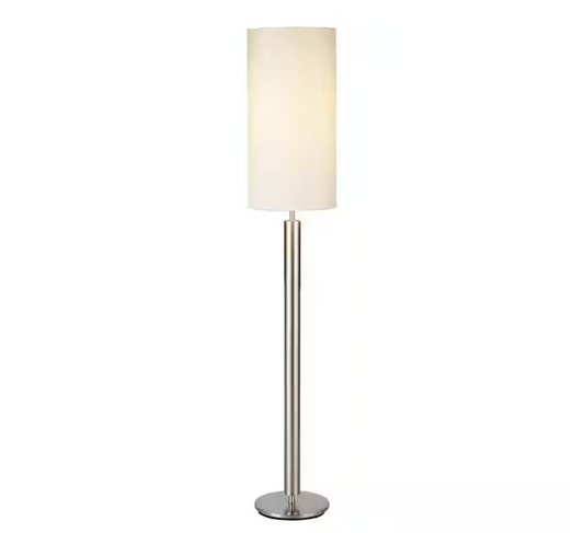 58 in. Silver Traditional Shaped Standard Floor Lamp With White Drum Shade