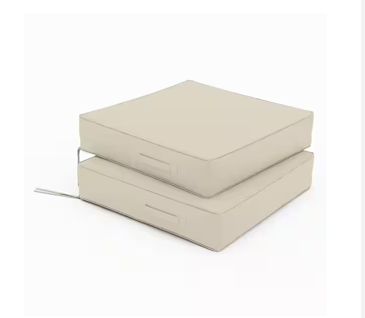 24 in. x 24 in. x 5 in. (2-Pack) Square Outdoor Patio Seating Repacement Lounge Chair Dining Seat Cushion Cream