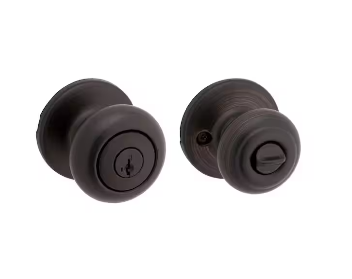 Cove Venetian Bronze Keyed Entry Door Knob featuring SmartKey Security and Microban Technology