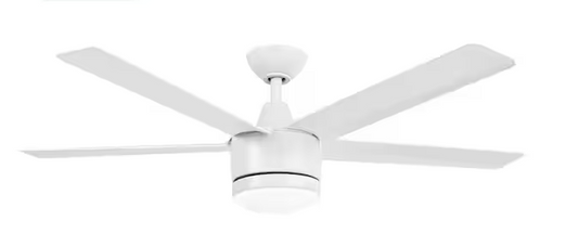 HDC Merwry 52 in. Intergrated LED Matte White Ceiling Fan With Light And Remote Control