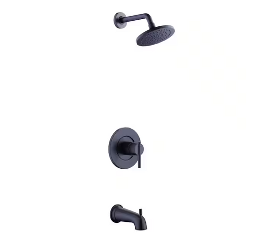 Glacier Bay Dorind Single-Handle 1-Spray Tub and Shower Faucet 1.8 GPM in Matte Black (Valve Included)