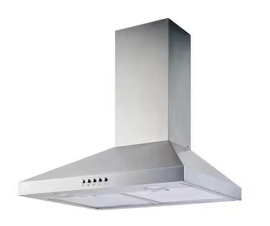 Vissani Siena 30 in. 350CFM Convertible Pyramid Wall Mount Range Hood in Stainless Steel with Charcoal Filter and LED Lighting