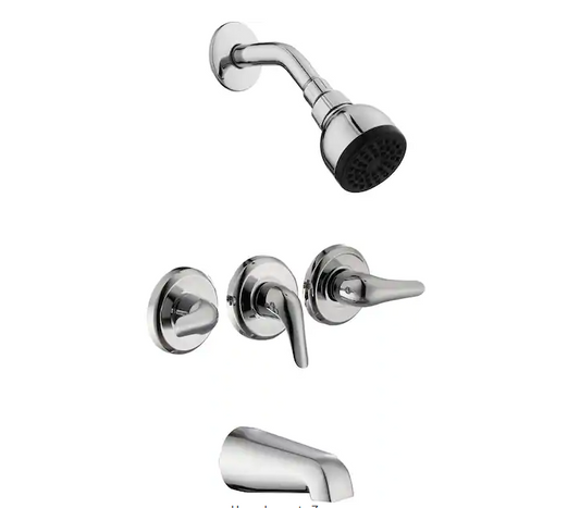 Glacier Bay Aragon 3 Handle 1-Spray Tub and Shower Faucet 1.8 GPM in Chrome (Valve Included)