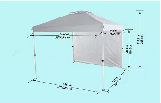 Everbilt 10 ft. x 10 ft. White Commercial Instant Canopy-Pop Up Tent with Wall Panel