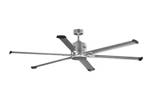 Hubbell Lighting Progress Industrial 72 in. Indoor/Outdoor Nickel Industrial Ceiling Fan with Remote Included for Garage