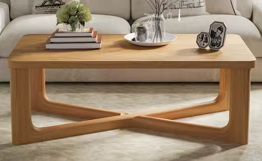 Neutype 50 in. Natural Color Large Rectangle Solid Wood Oak Coffee Table