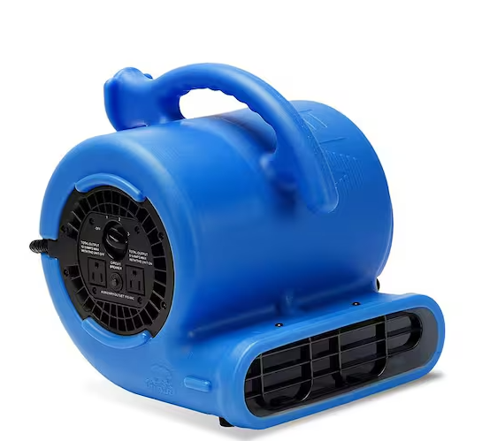 B-Air1/4 HP Air Mover Blower Fan for Water Damage Restoration Carpet Dryer Floor Home and Plumbing Use in Blue